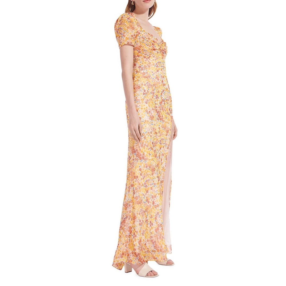 Staud Lea Knot-Front Puff-Shoulder Maxi Dress. Size 6. NWT.